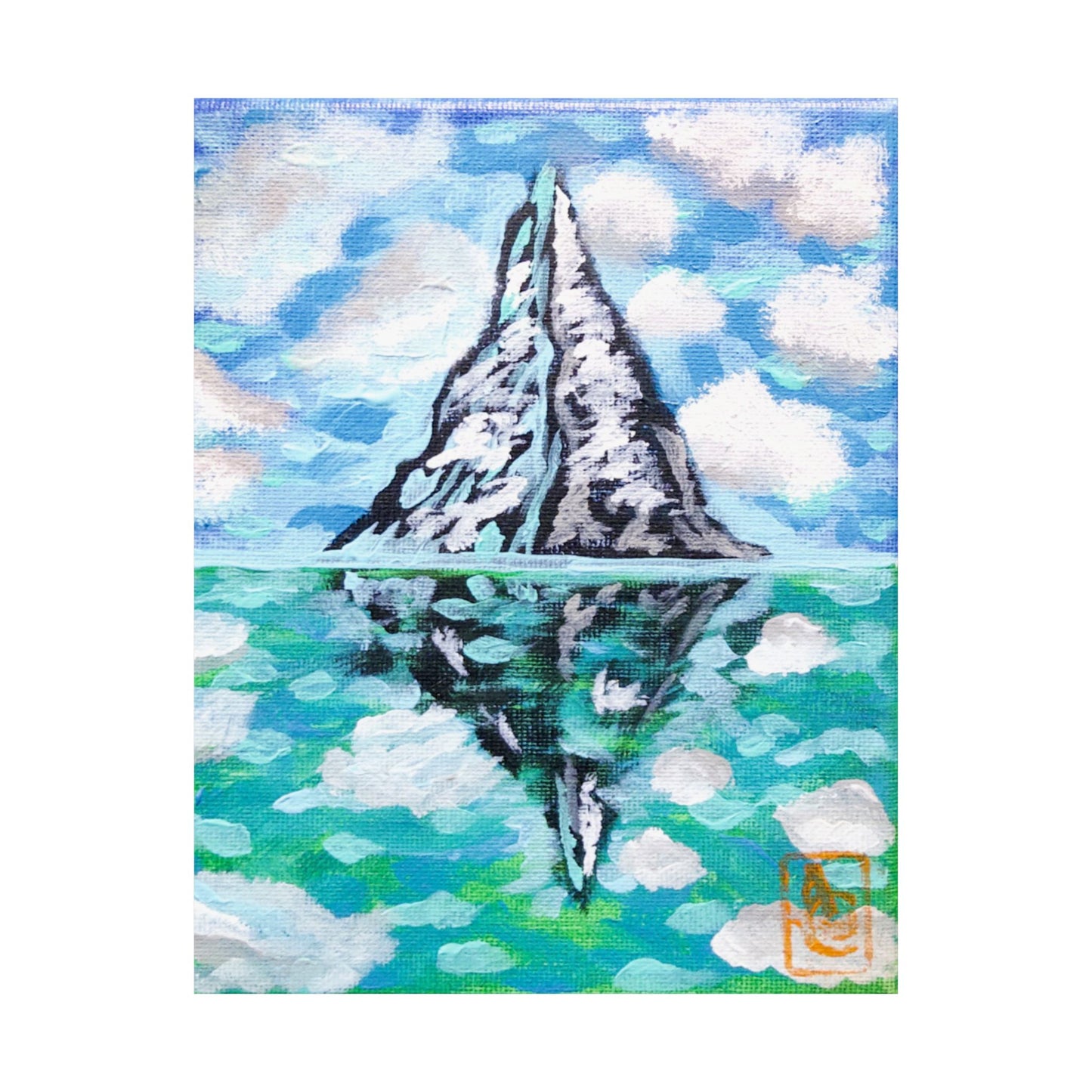 Water and Mountain Landscape Matte Vertical Poster