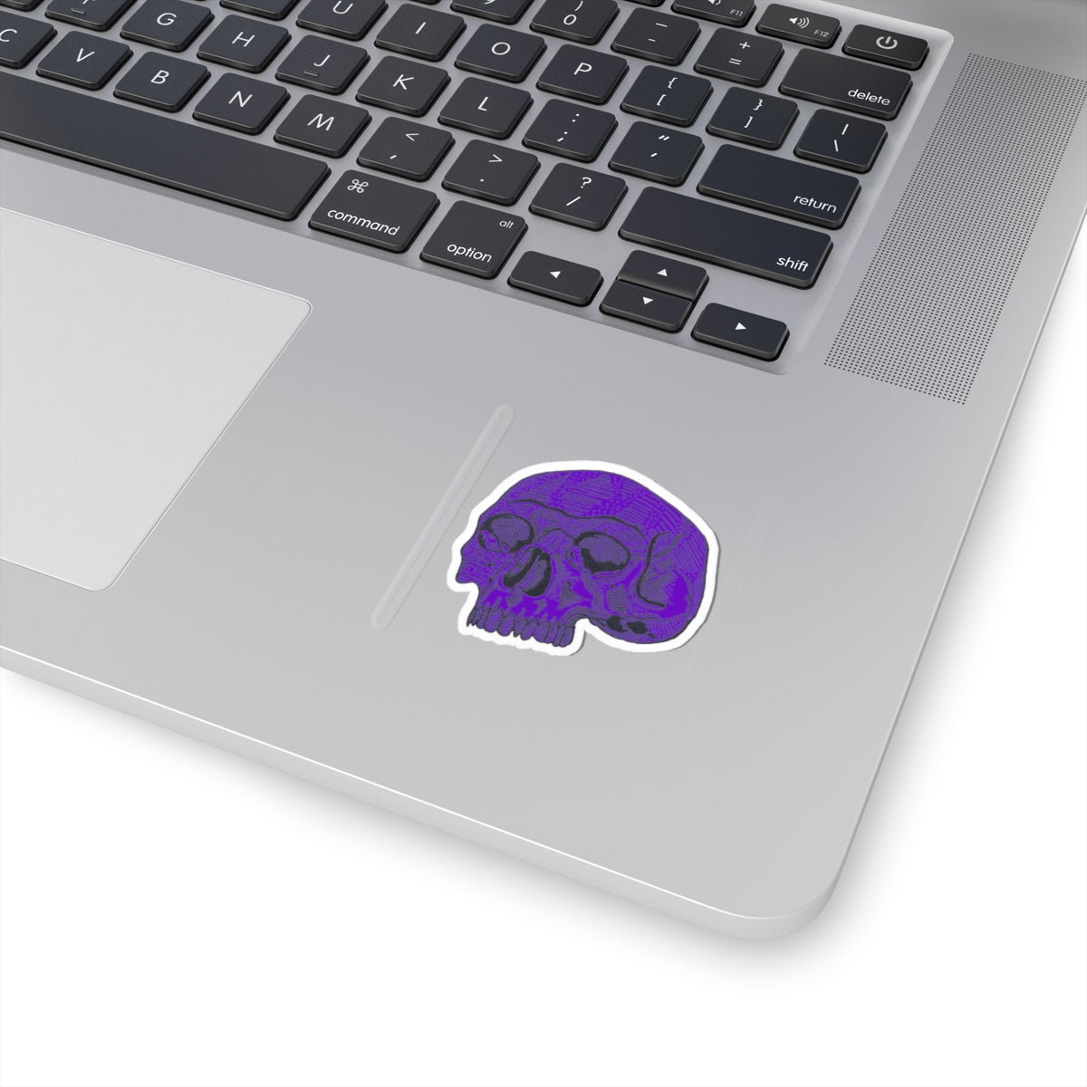 Purple Retro Etched Skull Kiss-Cut Sticker