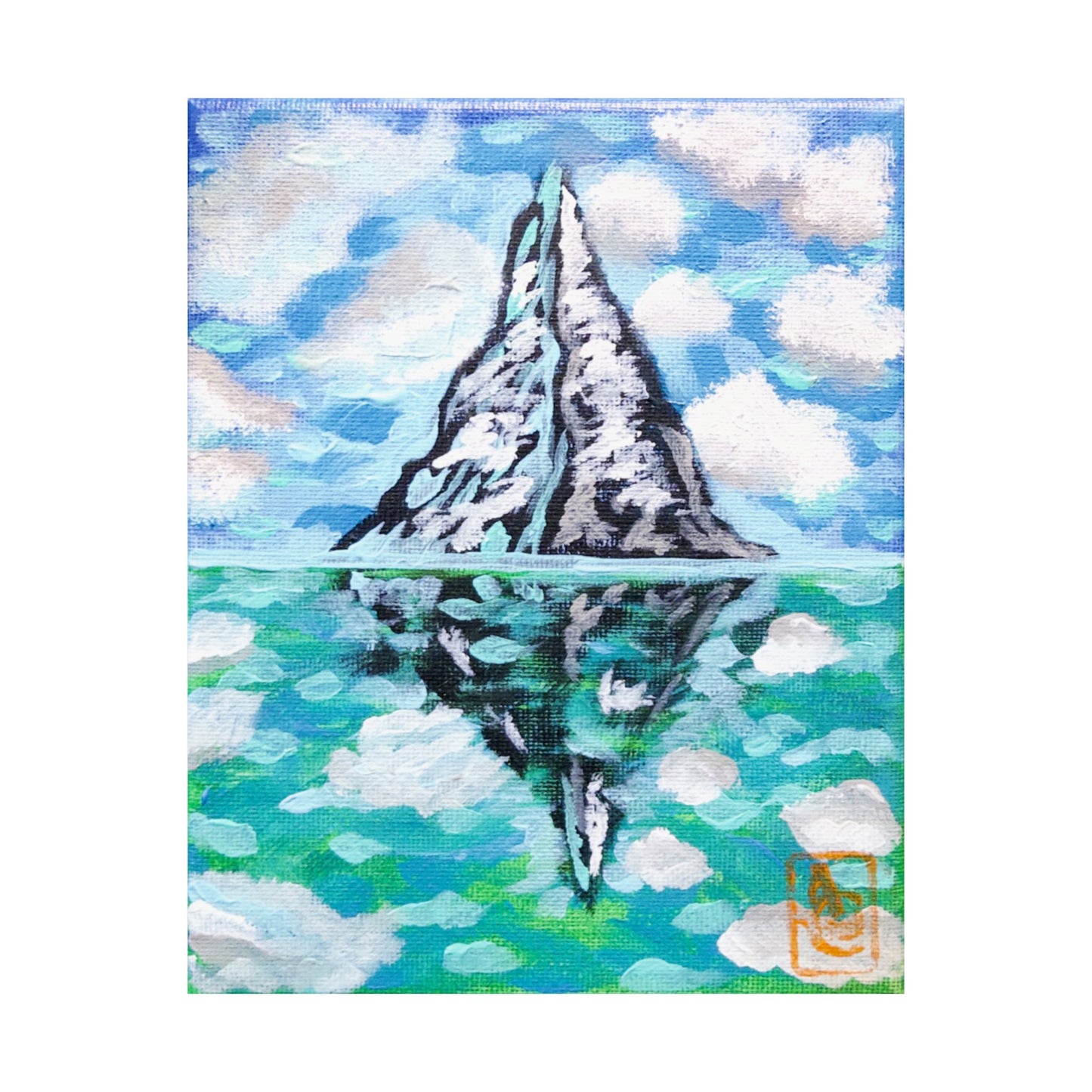 Water and Mountain Landscape Matte Vertical Poster