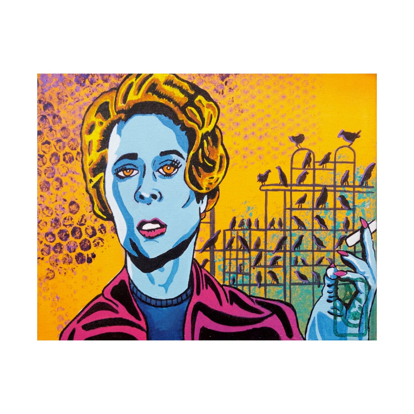 Pop-Art Horror Birds Matte Poster — Comic-Style Horizontal Print