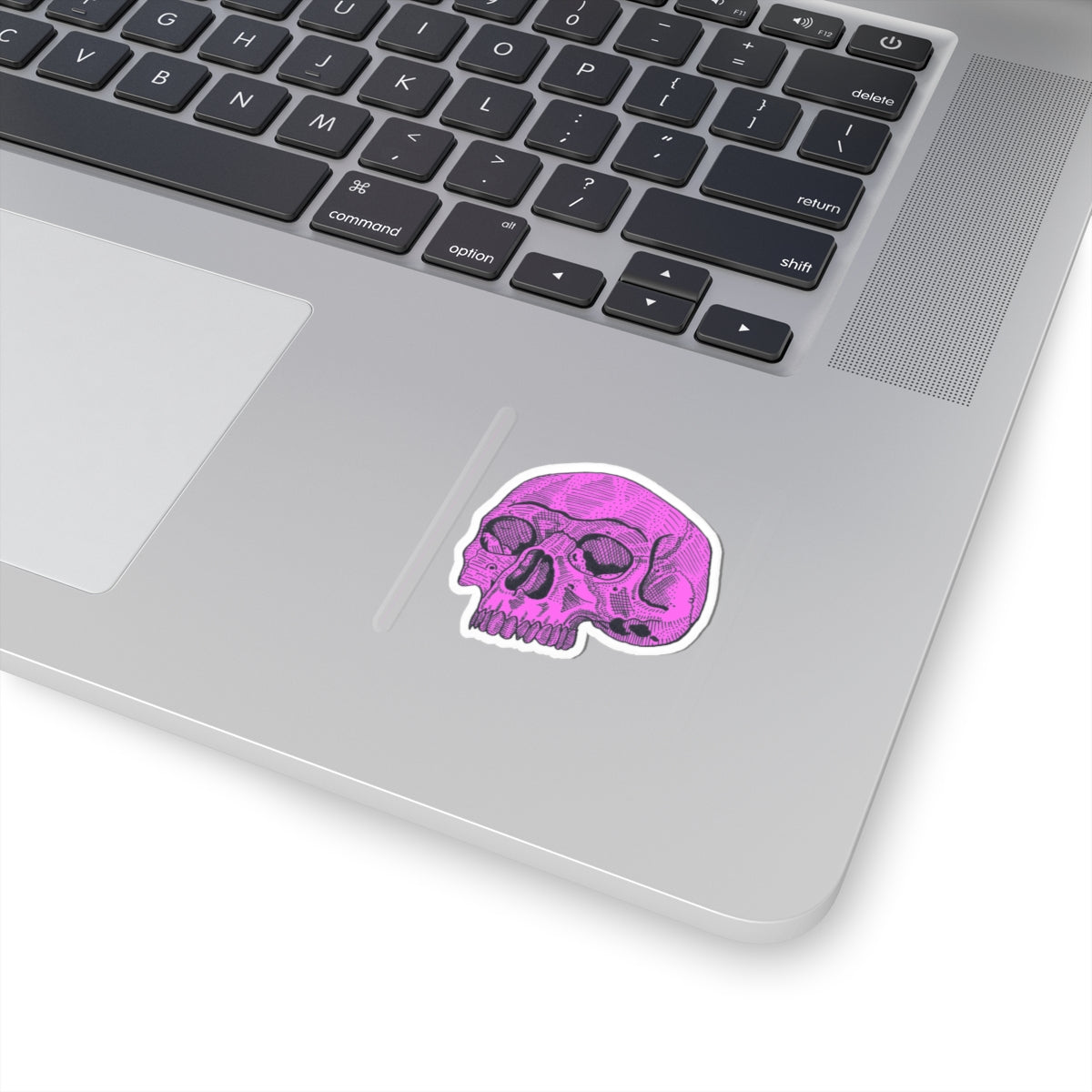 Pink Retro Etched Skull Kiss-Cut Sticker