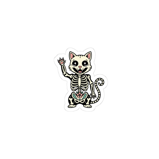 Wholesome Skeleton Cat Kiss-Cut Stickers | silly goose, cute animal pun