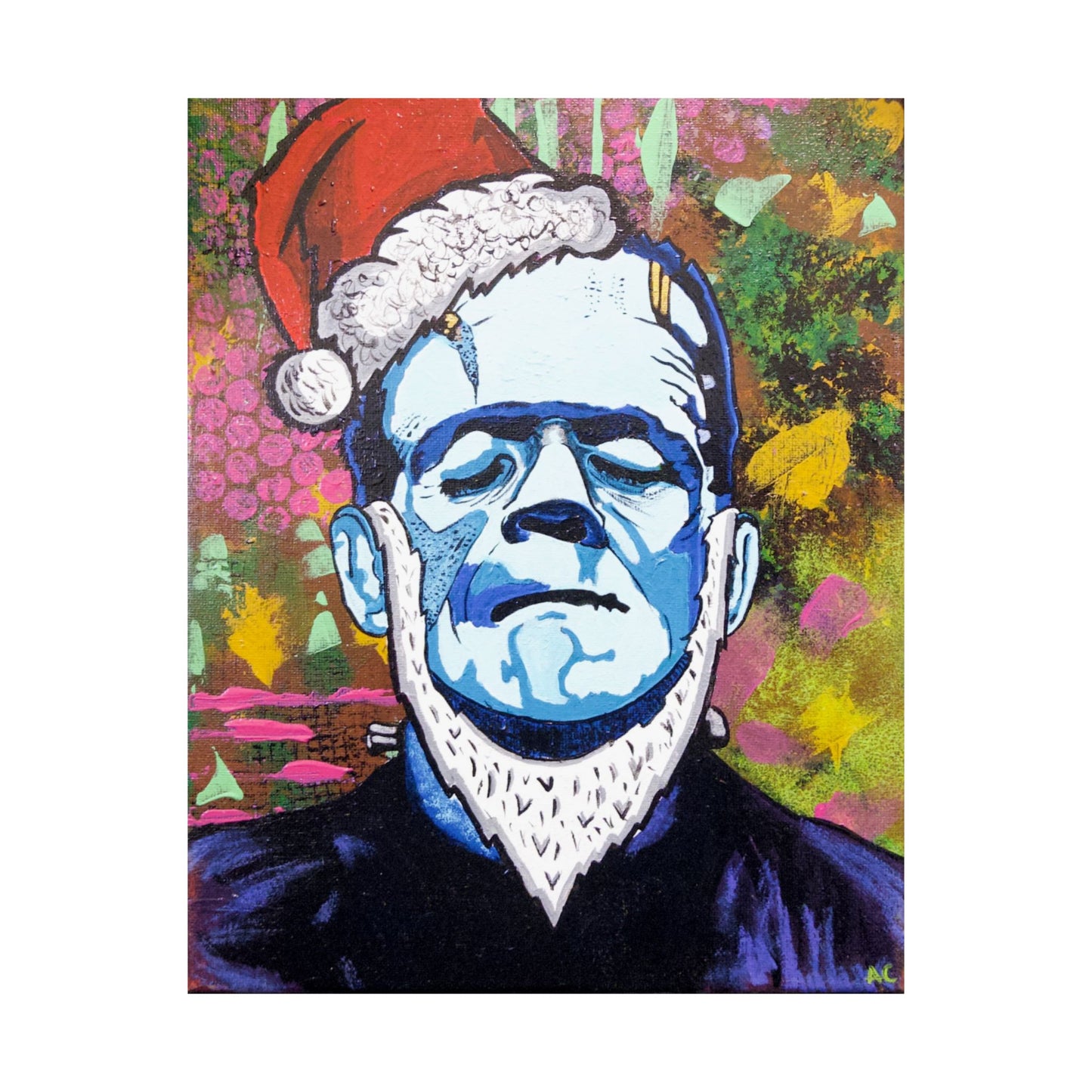 Frankenstein Santa Matte Poster — Retro Pop Holiday Wall Art