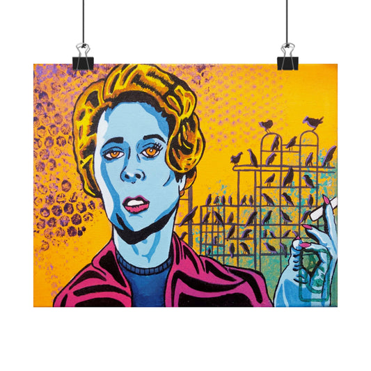 Pop-Art Horror Birds Matte Poster — Comic-Style Horizontal Print
