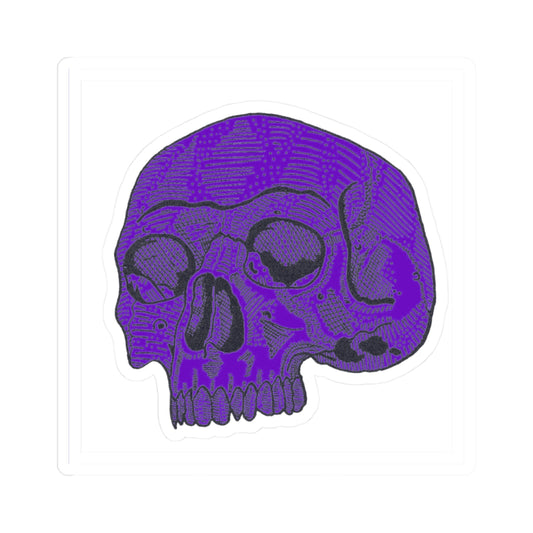 Purple Retro Etched Skull Kiss-Cut Sticker
