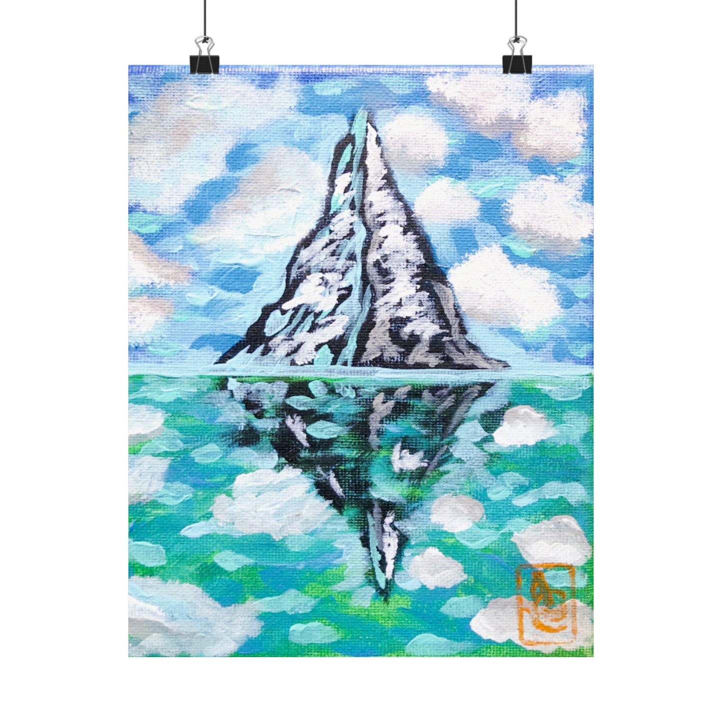 Water and Mountain Landscape Matte Vertical Poster