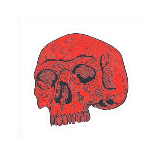 Red Retro Etched Skull Kiss-Cut Sticker