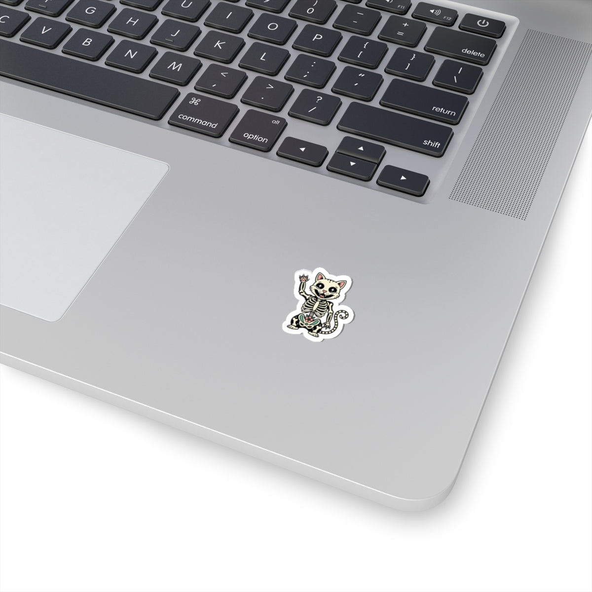 Wholesome Skeleton Cat Kiss-Cut Stickers | silly goose, cute animal pun