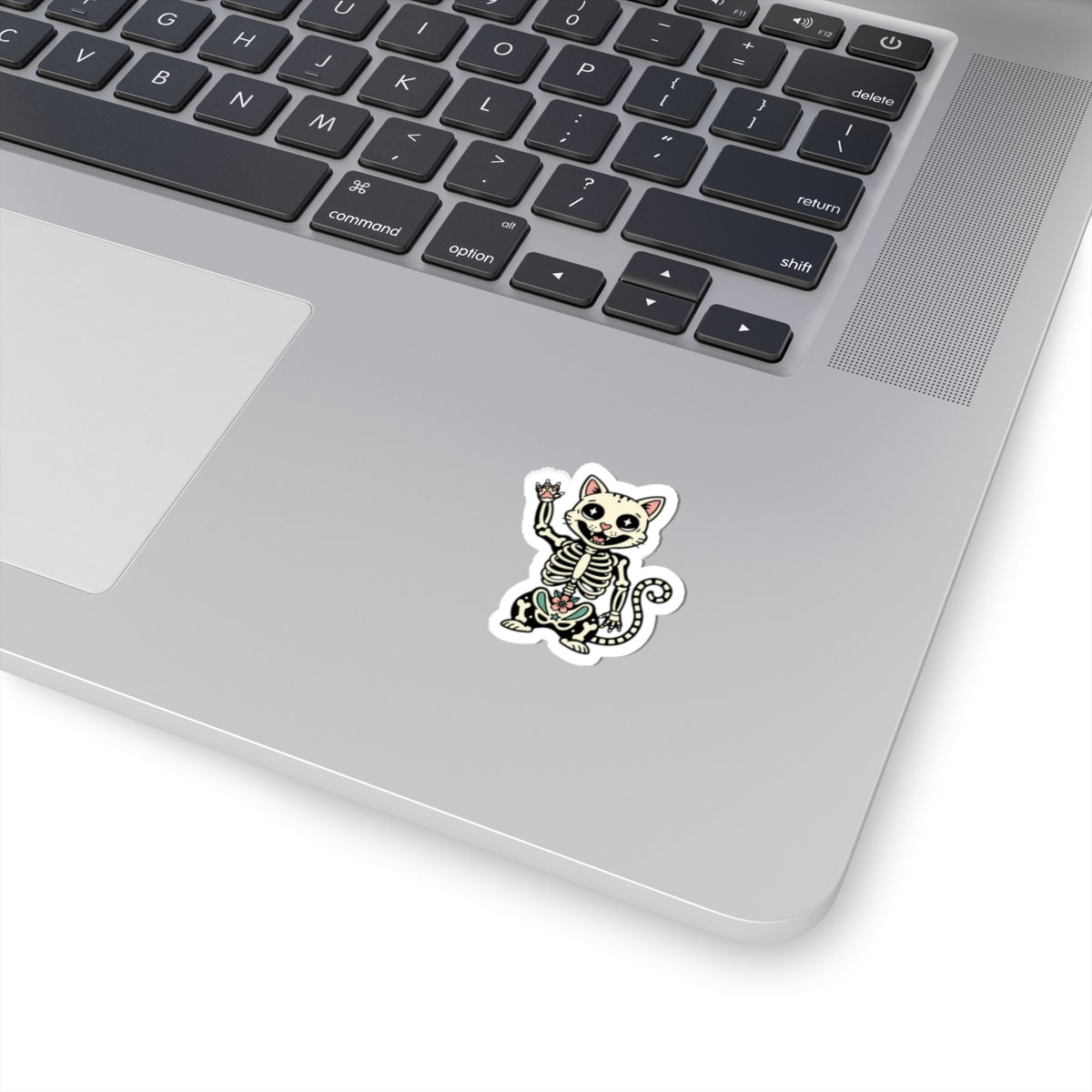 Wholesome Skeleton Cat Kiss-Cut Stickers | silly goose, cute animal pun