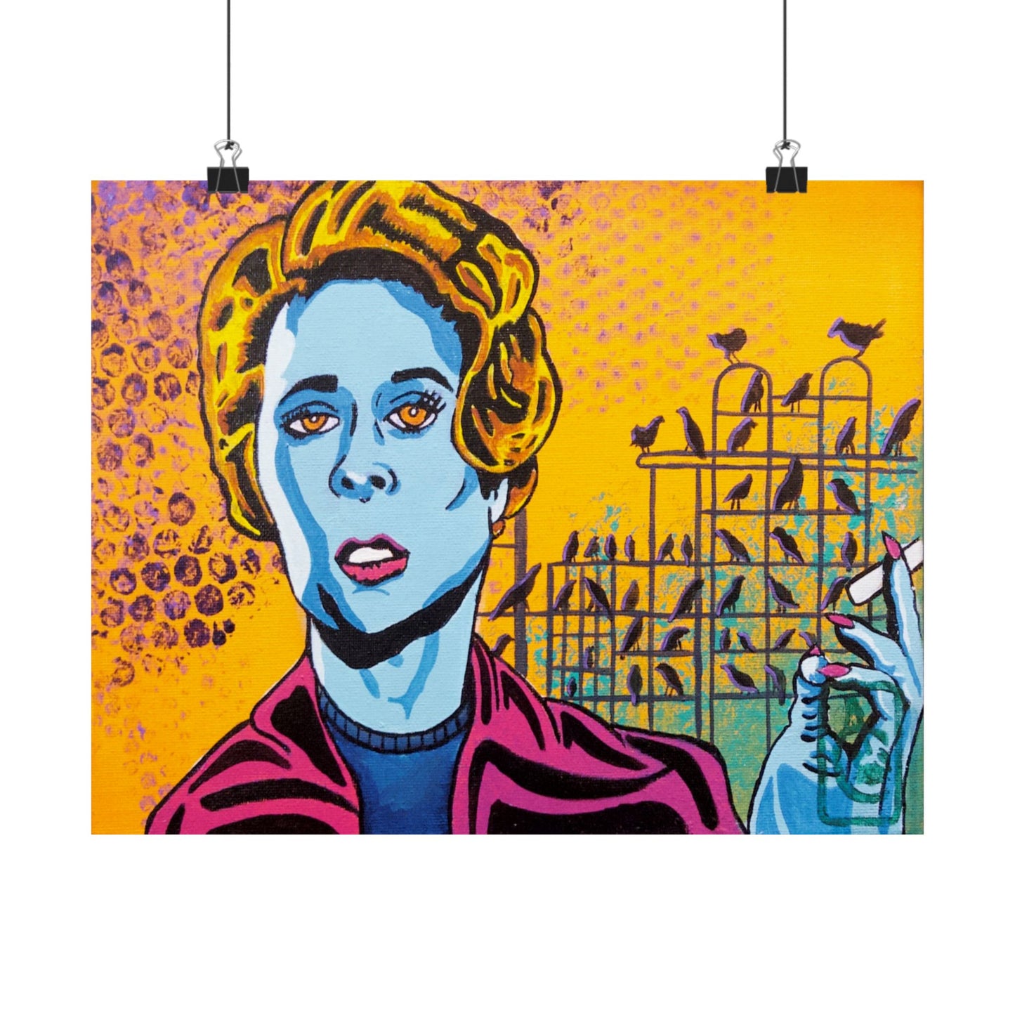 Pop-Art Horror Birds Matte Poster — Comic-Style Horizontal Print