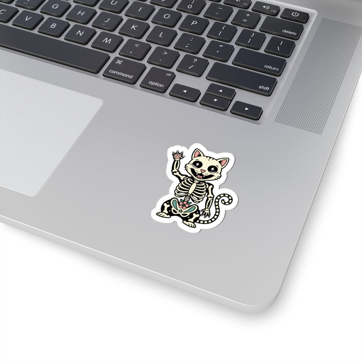 Wholesome Skeleton Cat Kiss-Cut Stickers | silly goose, cute animal pun