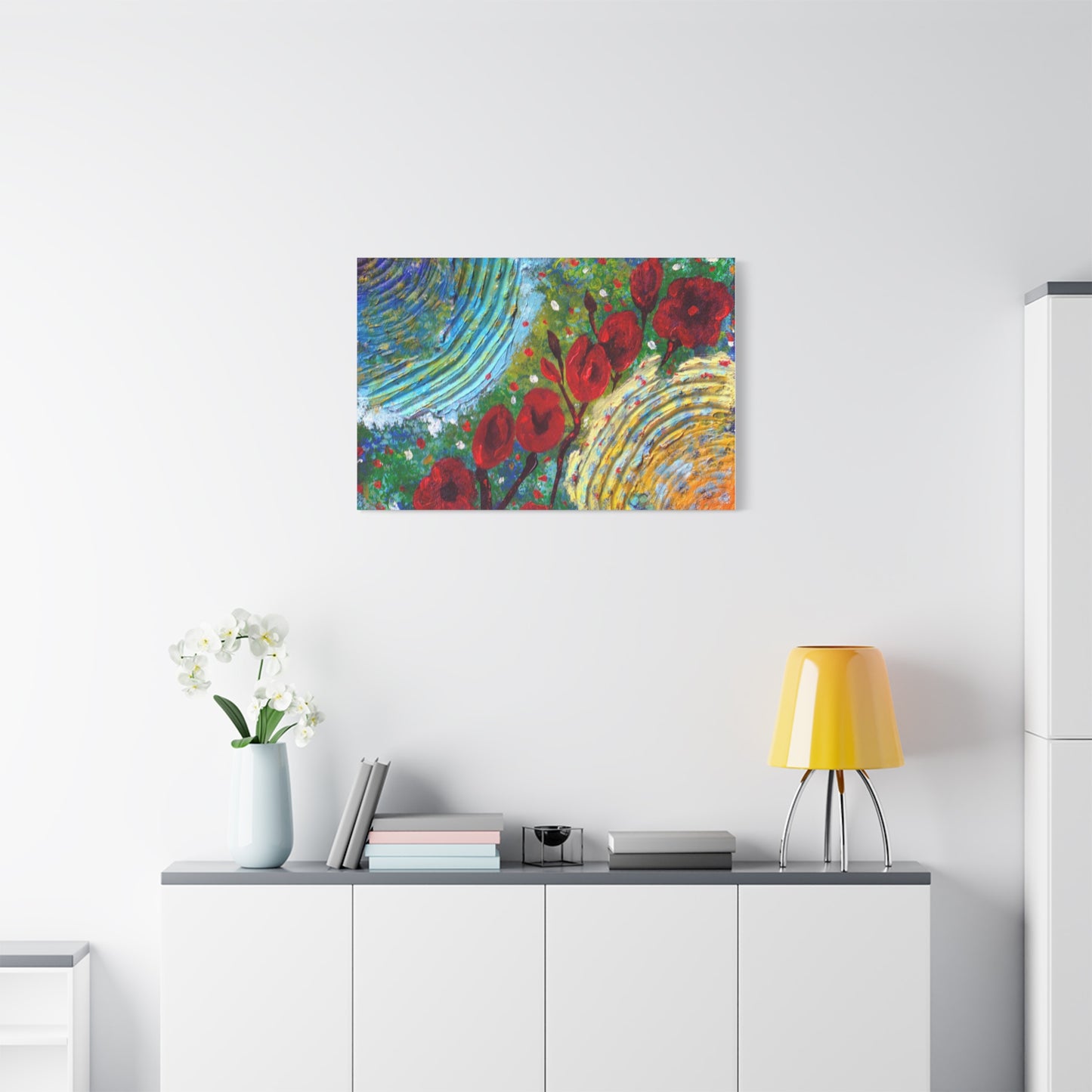 Canvas Print - Poppies in the Spring, Abstract Floral Impressionist Design
