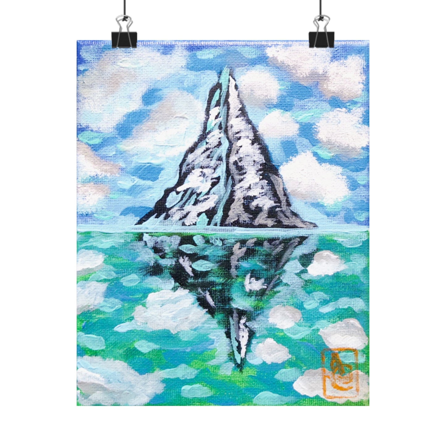 Water and Mountain Landscape Matte Vertical Poster